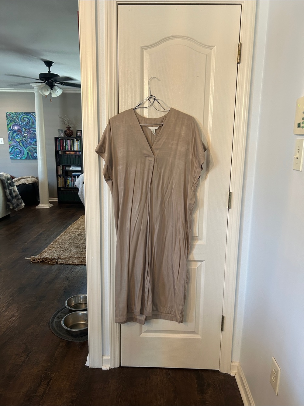 H&M Taupe V-Neck Midi Dress